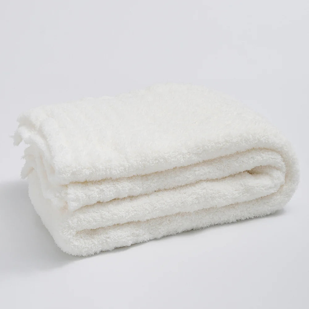 Knitted Throw Minimalist Solid 130x160cm Soft Microfiber Blanket Decorative Textile Living Room Sofa | Sansoti