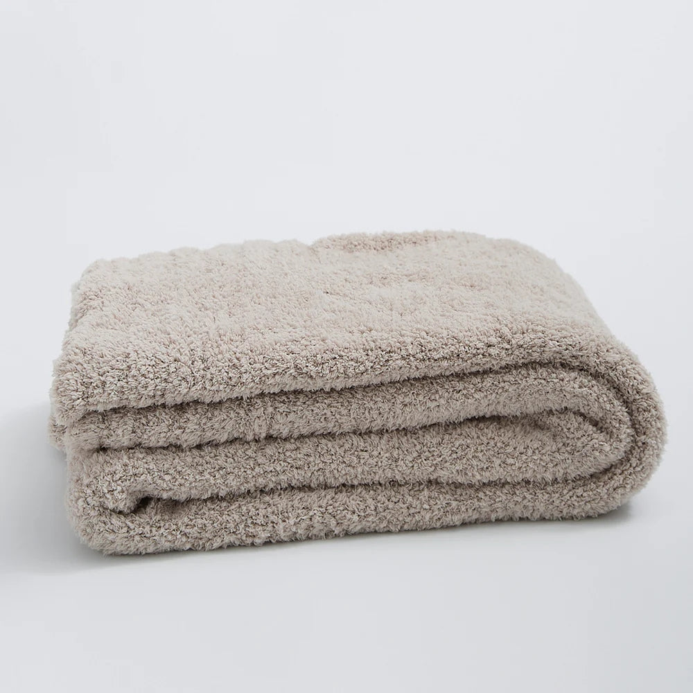 Knitted Throw Minimalist Solid 130x160cm Soft Microfiber Blanket Decorative Textile Living Room Sofa | Sansoti