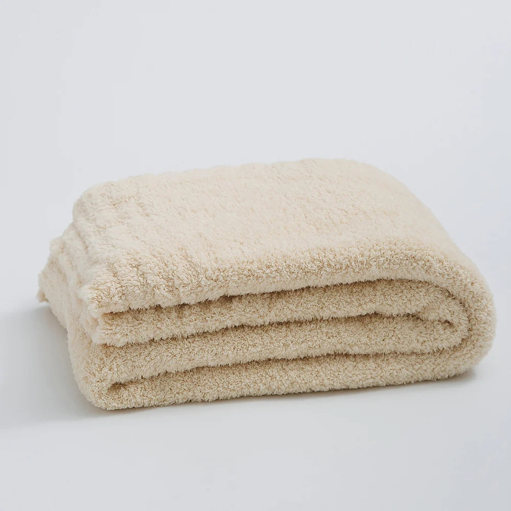 Knitted Throw Minimalist Solid 130x160cm Soft Microfiber Blanket Decorative Textile Living Room Sofa | Sansoti