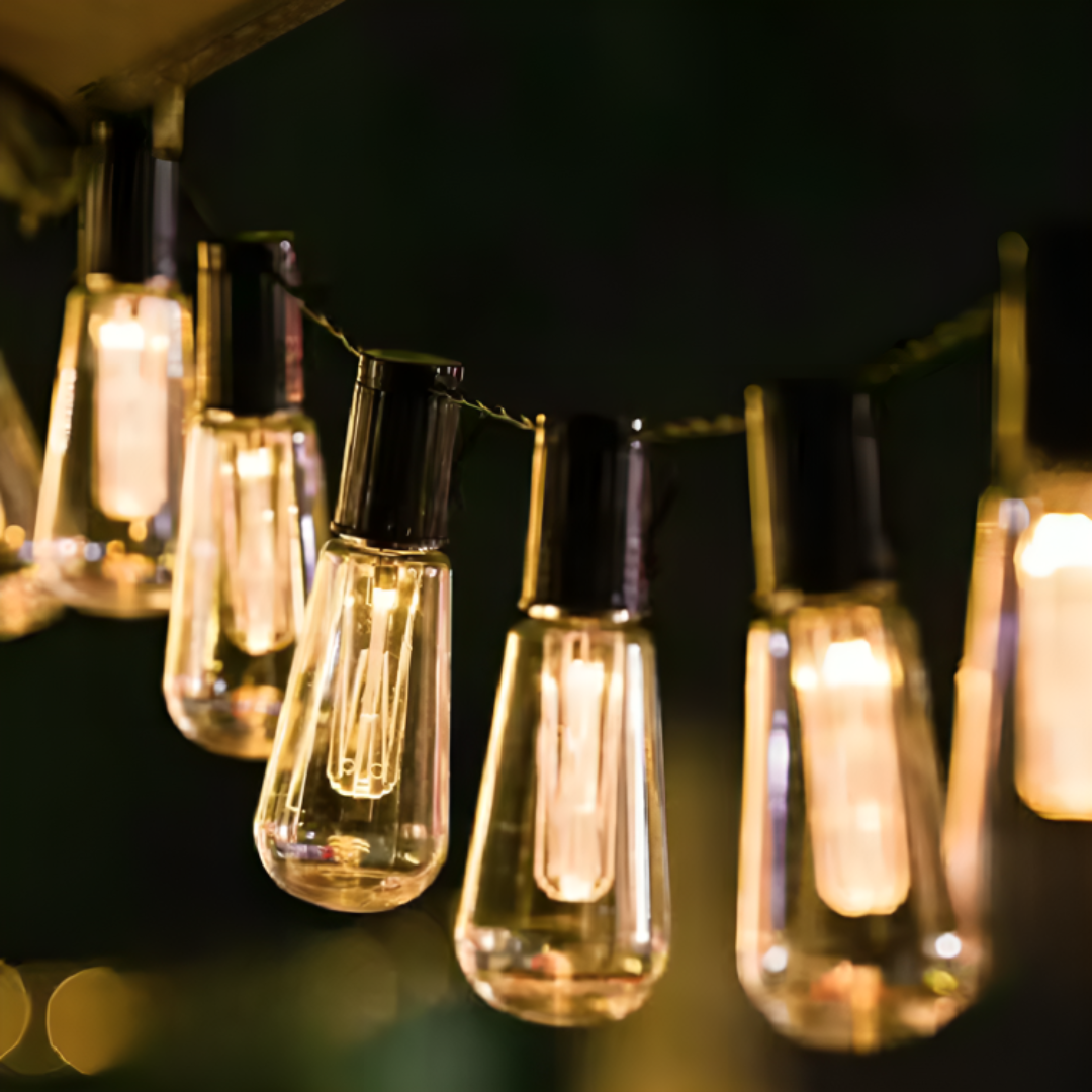 Solar-Powered Vintage Edison LED String Lights, 10 Meters, Waterproof IP65, Ambient Lighting for Garden, Patio, and Camping | Sansoti