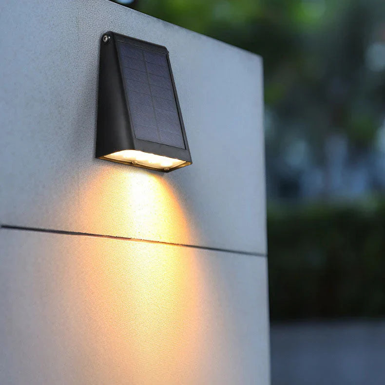 Solar wall lamp LED warm white rectangular black for facade garden modern IP65 waterproof ambient light | Sansoti