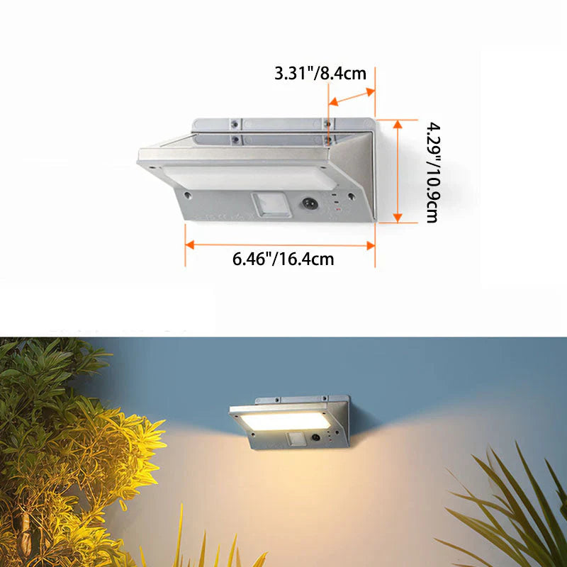 Solar wall lamp LED warm white rectangular black for facade garden modern IP65 waterproof ambient light | Sansoti