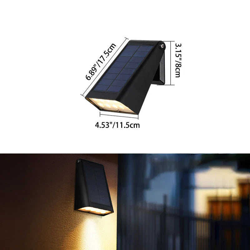 Solar wall lamp LED warm white rectangular black for facade garden modern IP65 waterproof ambient light | Sansoti