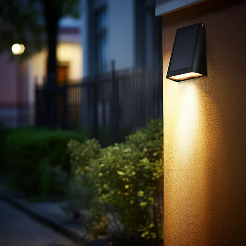 Solar wall lamp LED warm white rectangular black for facade garden modern IP65 waterproof ambient light | Sansoti