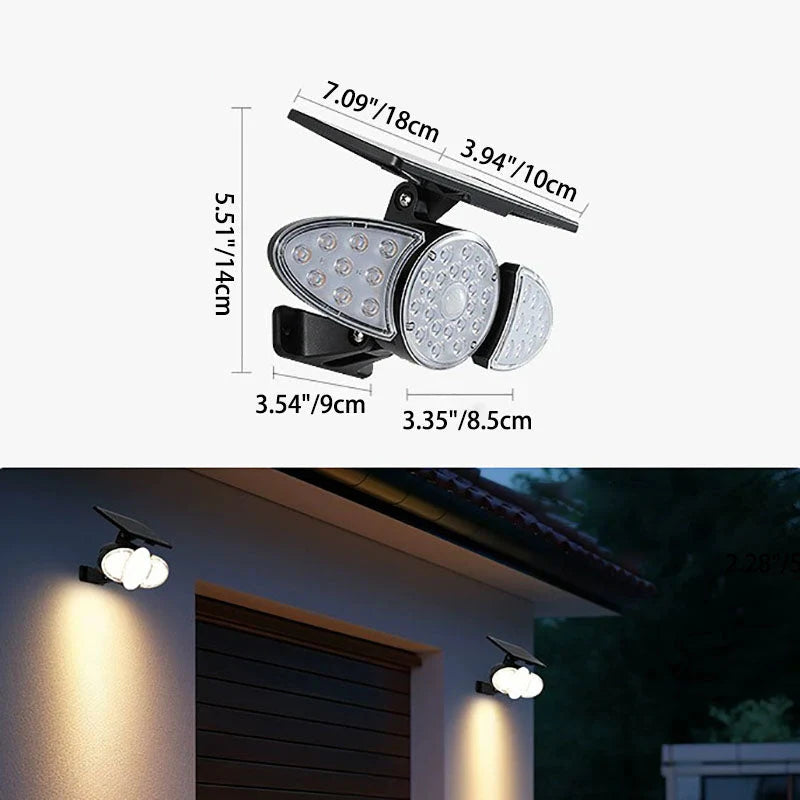 Solar wall lamp LED warm white rectangular black for facade garden modern IP65 waterproof ambient light | Sansoti