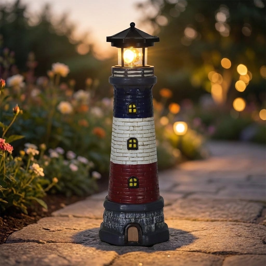 Solar Tuinlamp Vuurtoren Roterend LED Automatisch Buiten Tuin Terras Pad Kustdecoratie Zonne-energie Sfeerverlichting | Sansoti
