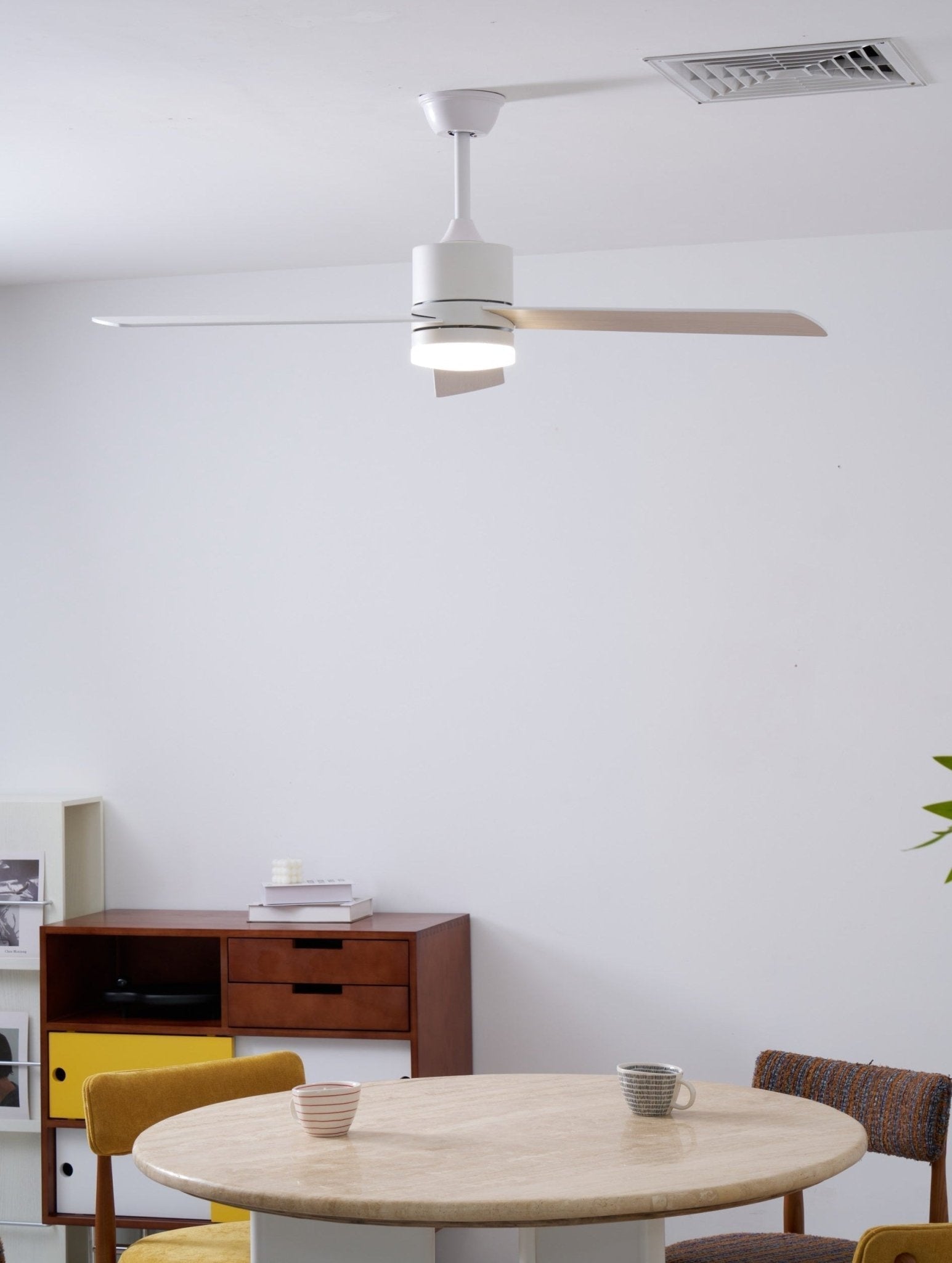 Plafondventilator met LED-verlichting Ø132 cm - 6 snelheden met afstandsbediening - energiezuinig design voor slaapkamer en woonkamer | Sansoti