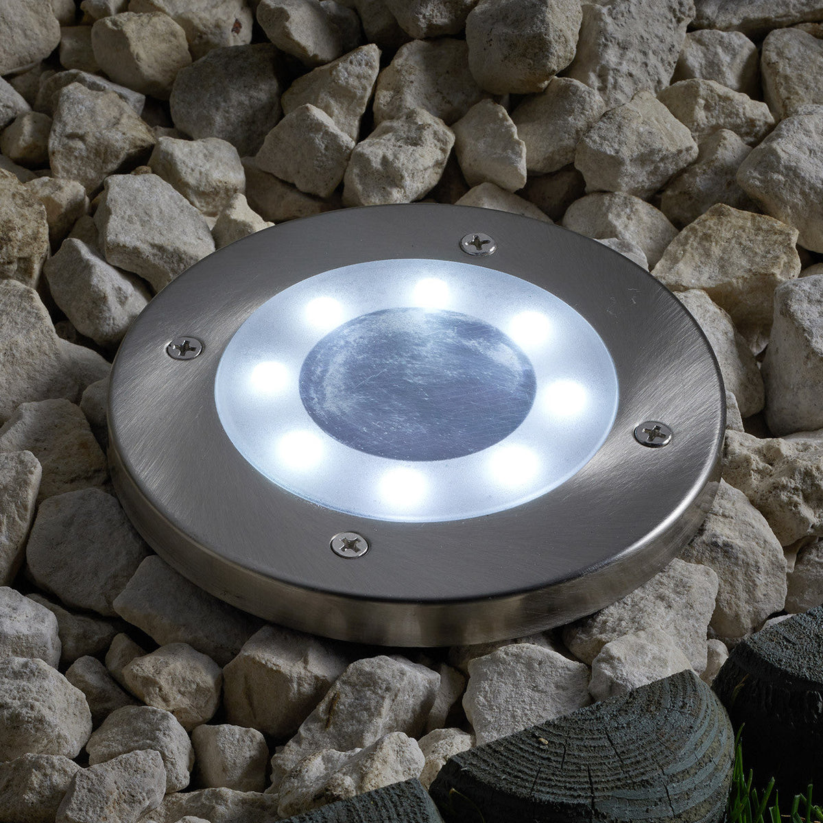Solar-powered in-ground spotlight set for garden path lighting, outdoor terrace, lawn, driveway, LED lights, garden lighting | Sansoti