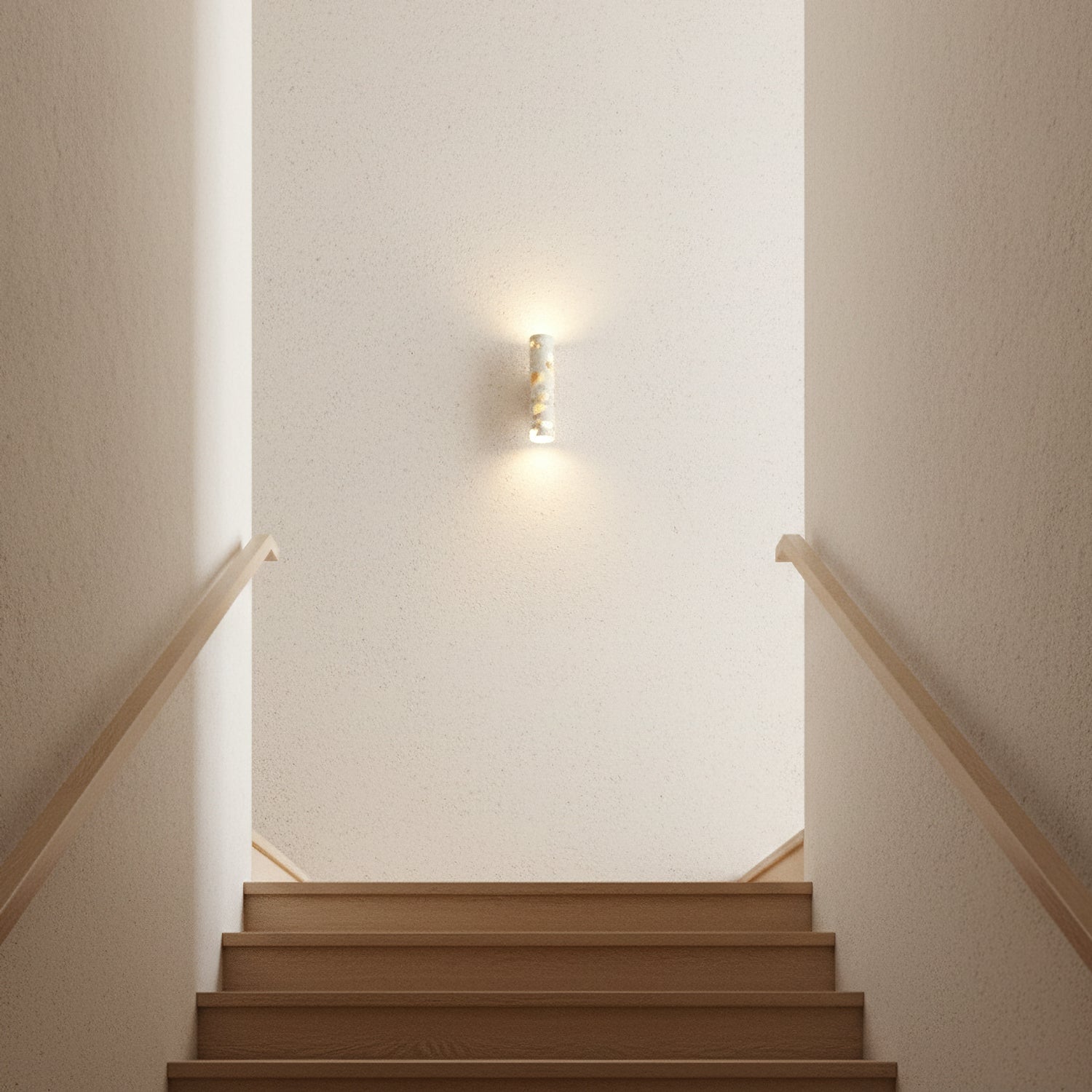 Wandlamp Terrazzo Cilinder – Walnoot Houten Basis – Handgemaakt Natuursteen – Retro Kolom Design – Warm Licht G9 – Woonkamer Slaapkamer Gang | Sansoti