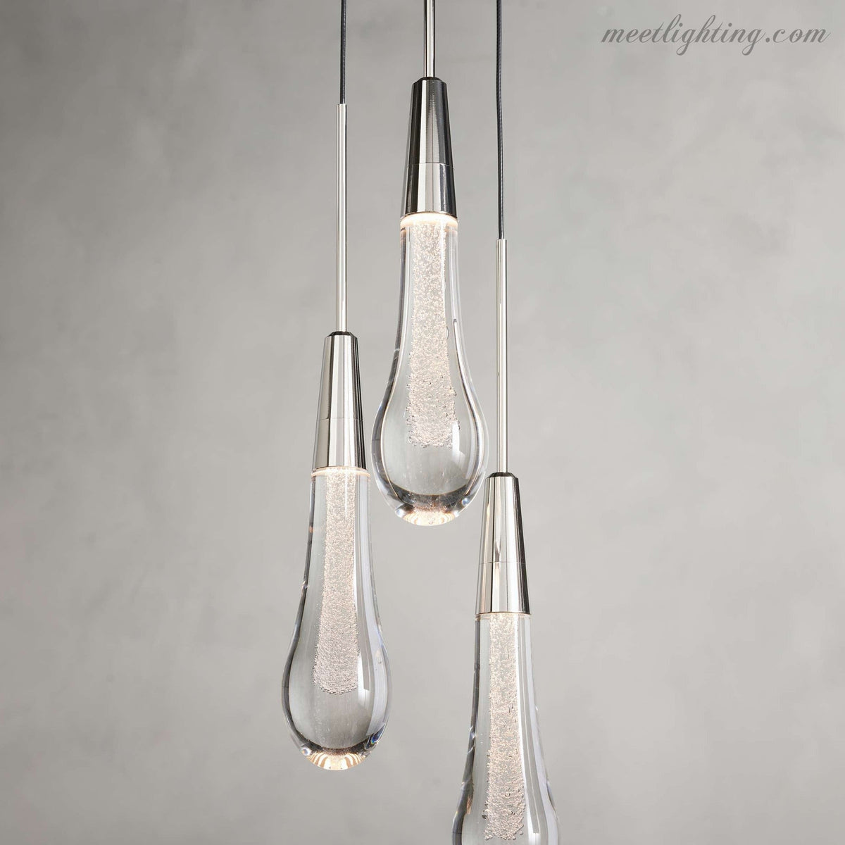 LED Pendant Light Seeded Glass Teardrop Shape Dimmable Adjustable Brass Bronze Nickel Dining Room Living Room Modern | Sansoti