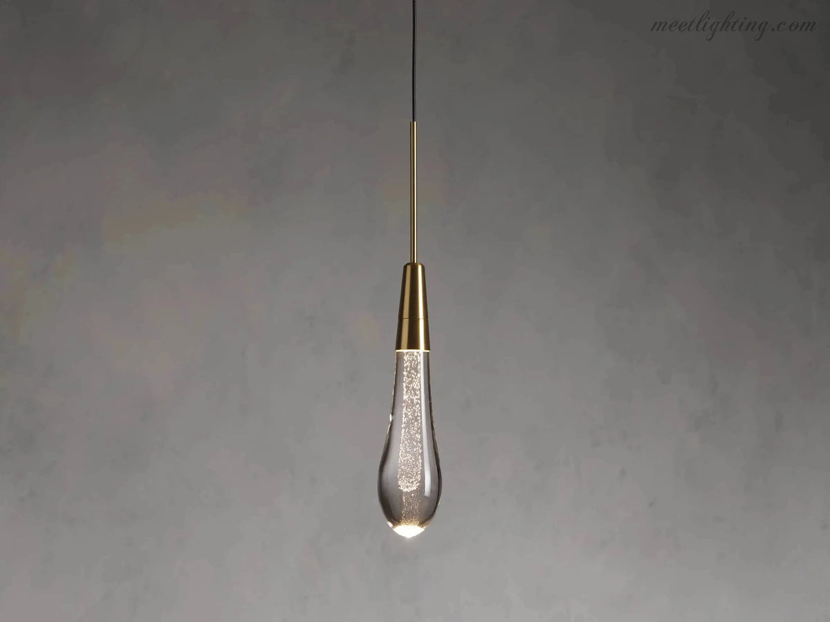 LED Pendant Light Seeded Glass Teardrop Shape Dimmable Adjustable Brass Bronze Nickel Dining Room Living Room Modern | Sansoti