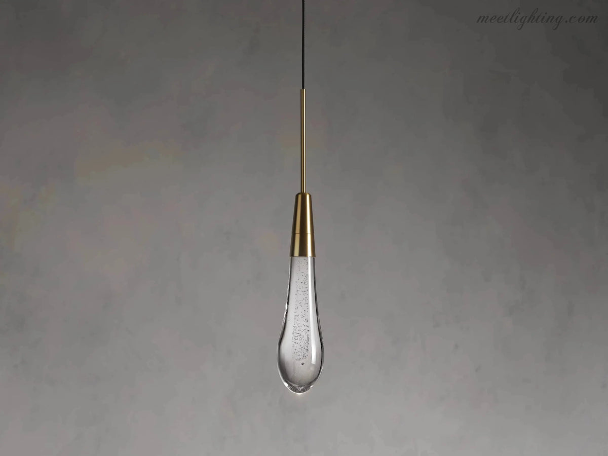 LED Pendant Light Seeded Glass Teardrop Shape Dimmable Adjustable Brass Bronze Nickel Dining Room Living Room Modern | Sansoti