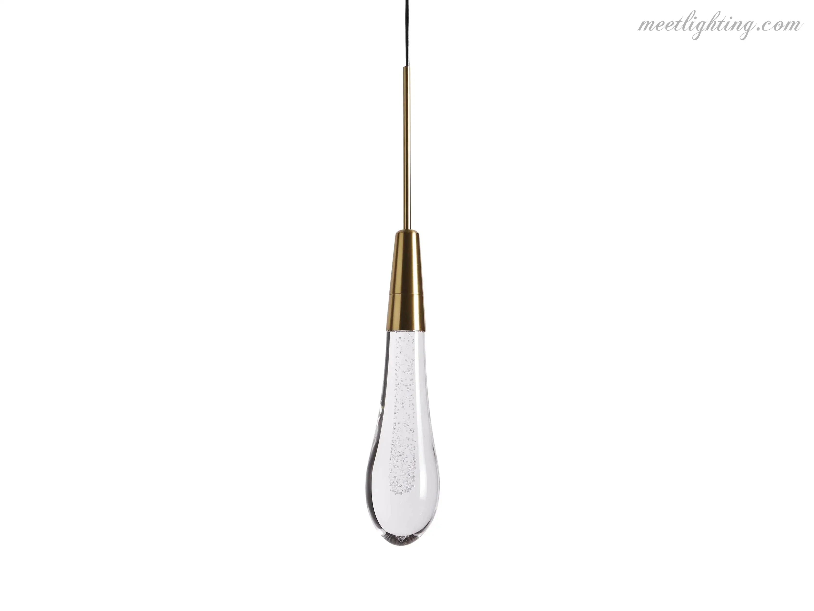 LED Pendant Light Seeded Glass Teardrop Shape Dimmable Adjustable Brass Bronze Nickel Dining Room Living Room Modern | Sansoti