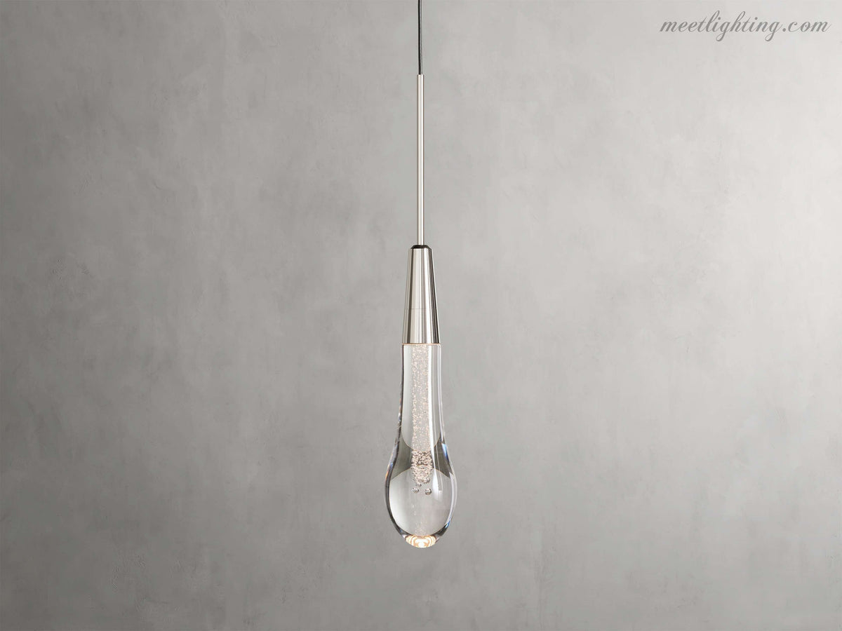 LED Pendant Light Seeded Glass Teardrop Shape Dimmable Adjustable Brass Bronze Nickel Dining Room Living Room Modern | Sansoti