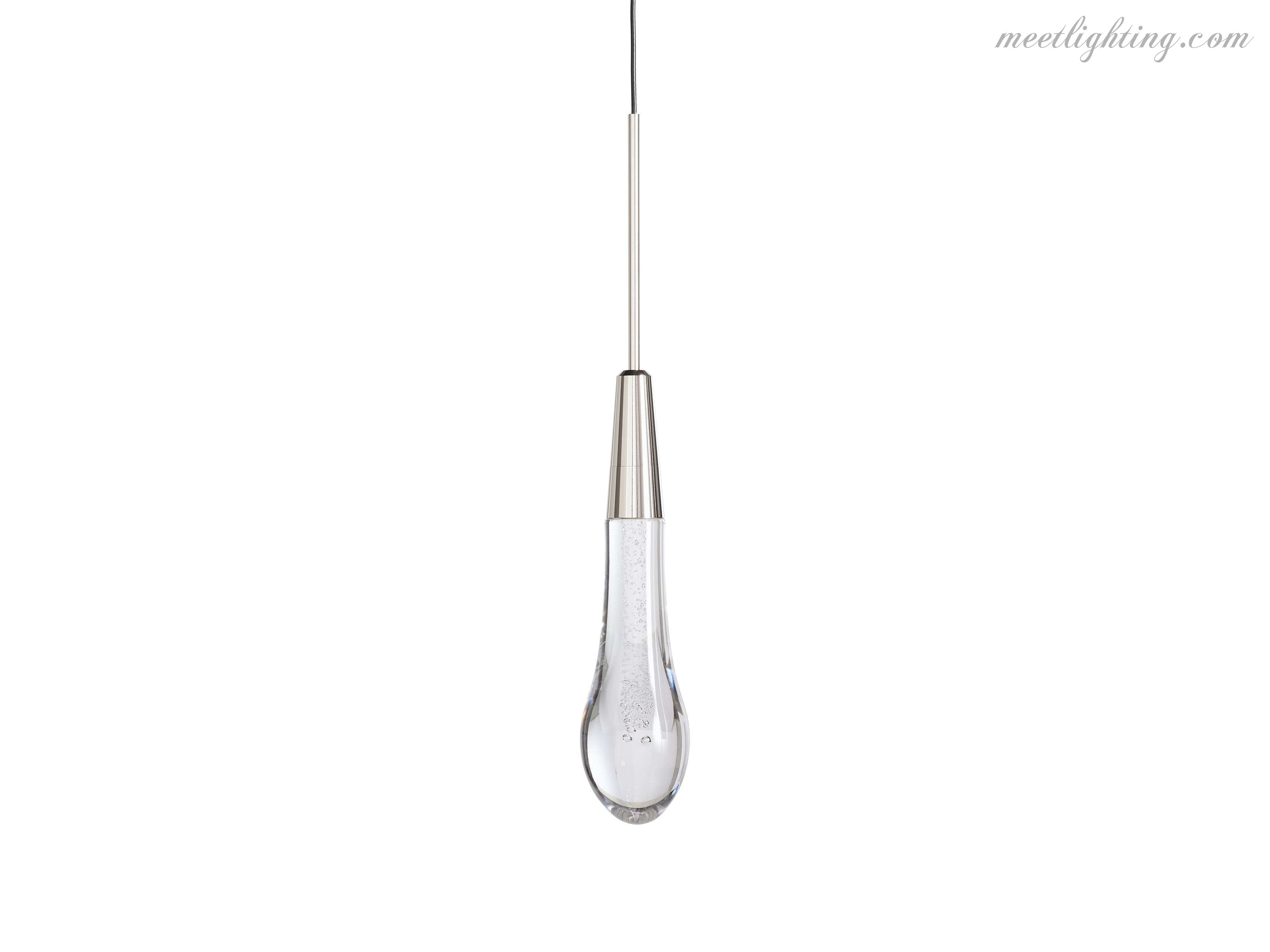 LED Pendant Light Seeded Glass Teardrop Shape Dimmable Adjustable Brass Bronze Nickel Dining Room Living Room Modern | Sansoti
