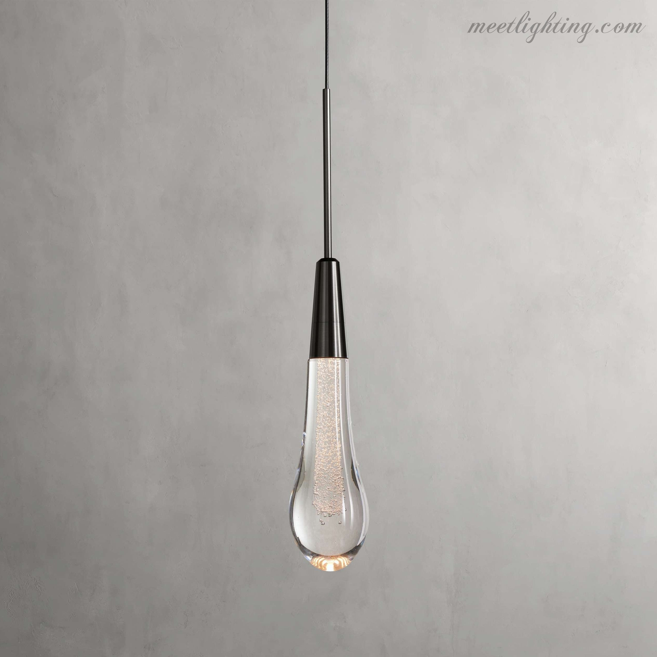 LED Pendant Light Seeded Glass Teardrop Shape Dimmable Adjustable Brass Bronze Nickel Dining Room Living Room Modern | Sansoti