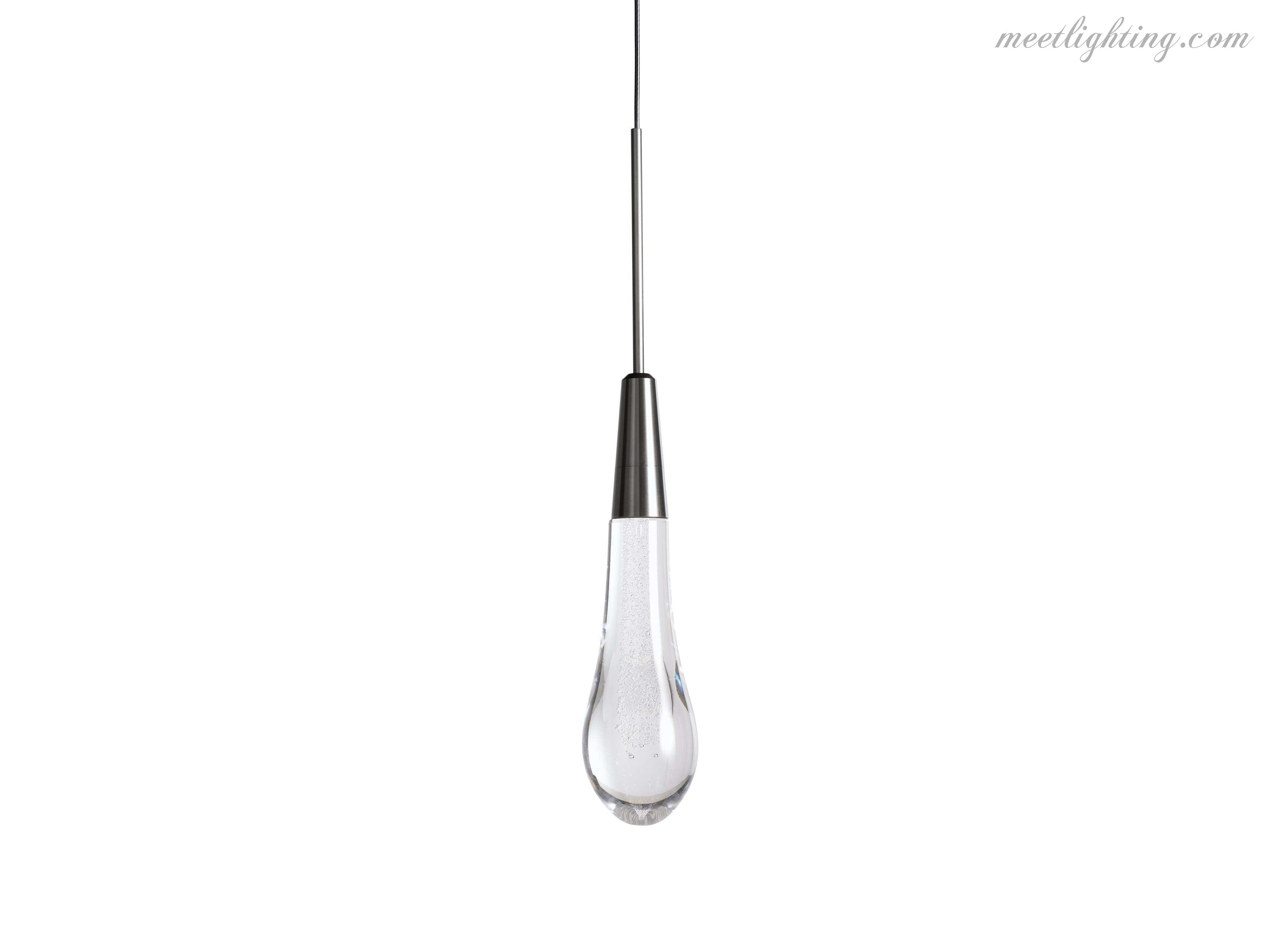 LED Pendant Light Seeded Glass Teardrop Shape Dimmable Adjustable Brass Bronze Nickel Dining Room Living Room Modern | Sansoti