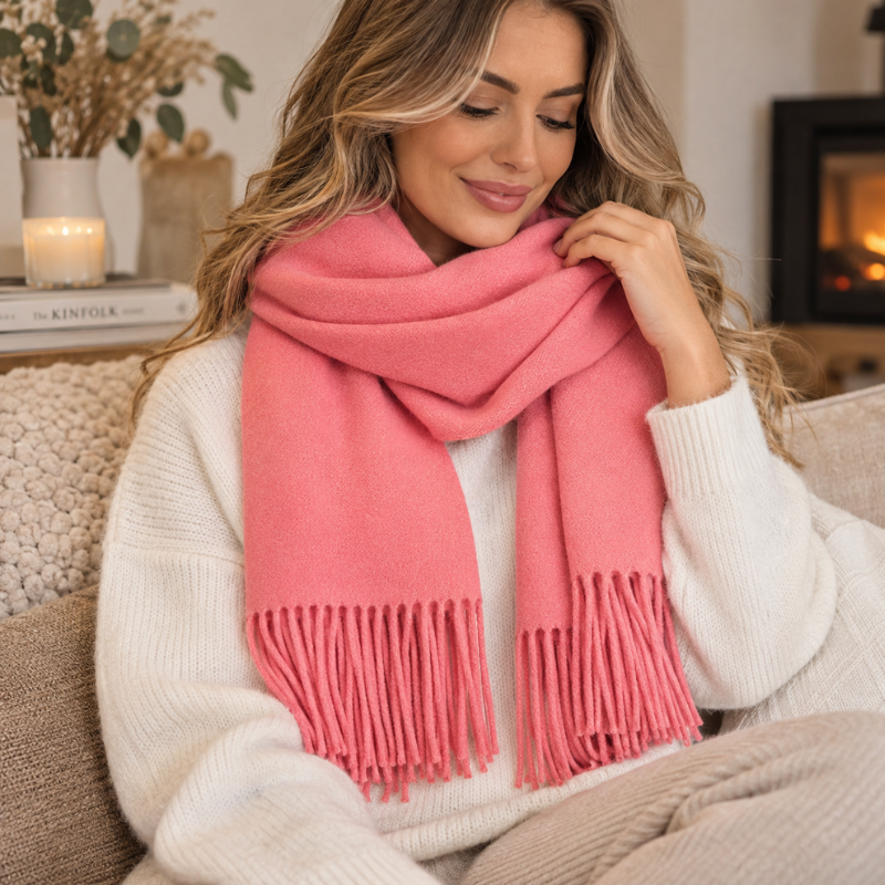Wollschal mit Fransen – weiche Wärme für Herbst und Winter in 9 Farben für einen eleganten Look | Sansoti