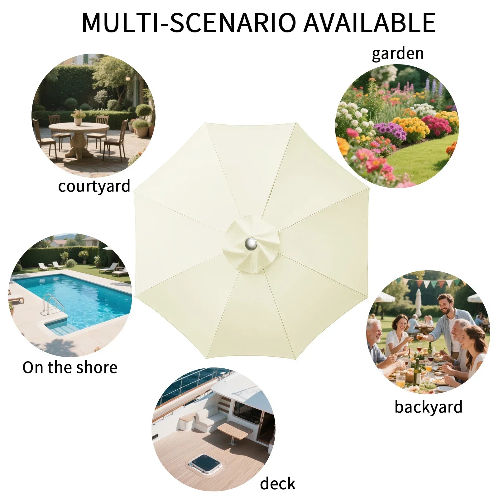 Vervangingshoes voor parasol 6/8 spaken waterafstotend met ventilatie 2-3 meter | Sansoti