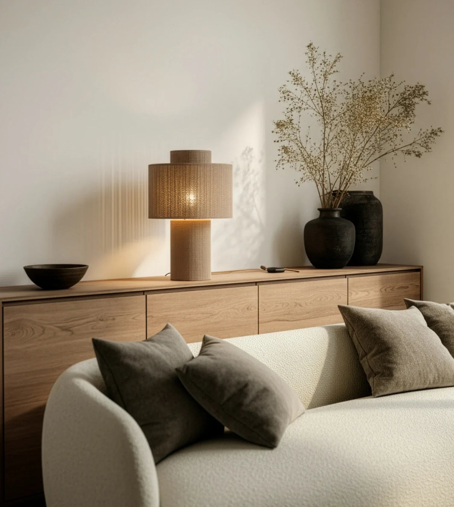 Hanglamp Gevlochten Katoen Natuurlijk Design 25cm Boho Sfeerverlichting | Sansoti