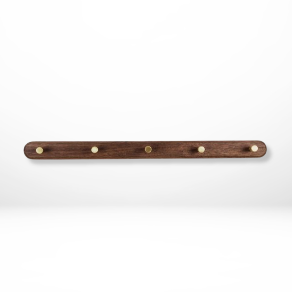 Houten Kapstok Wand Messing Haken 3 Haaks Beukenhout Zwart Walnoot Entree Slaapkamer Badkamer Jassen Tassen Sleutels Ophangen | Sansoti