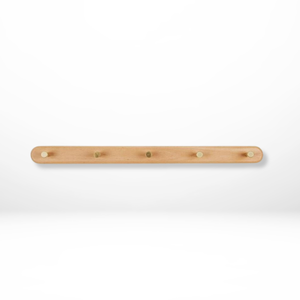Houten Kapstok Wand Messing Haken 3 Haaks Beukenhout Zwart Walnoot Entree Slaapkamer Badkamer Jassen Tassen Sleutels Ophangen | Sansoti