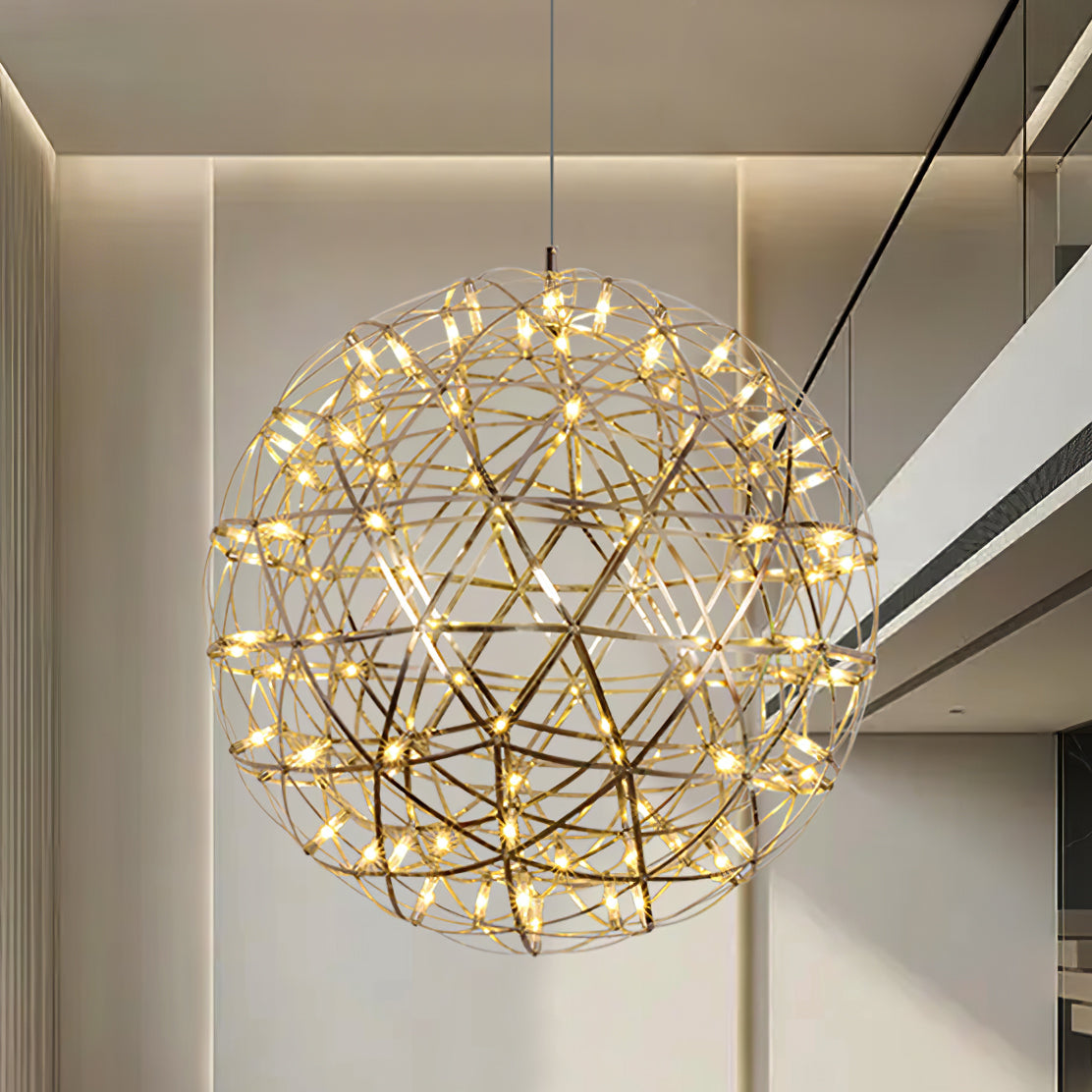 LED Hanglamp Bol Zilver Sfeerverlichting Moderne Lichtbol met Dimbare Lichtpunten Transparante Kristalbol Decoratief Scandinavisch Warm Wit Industrieel Design Interieurlamp | Sansoti