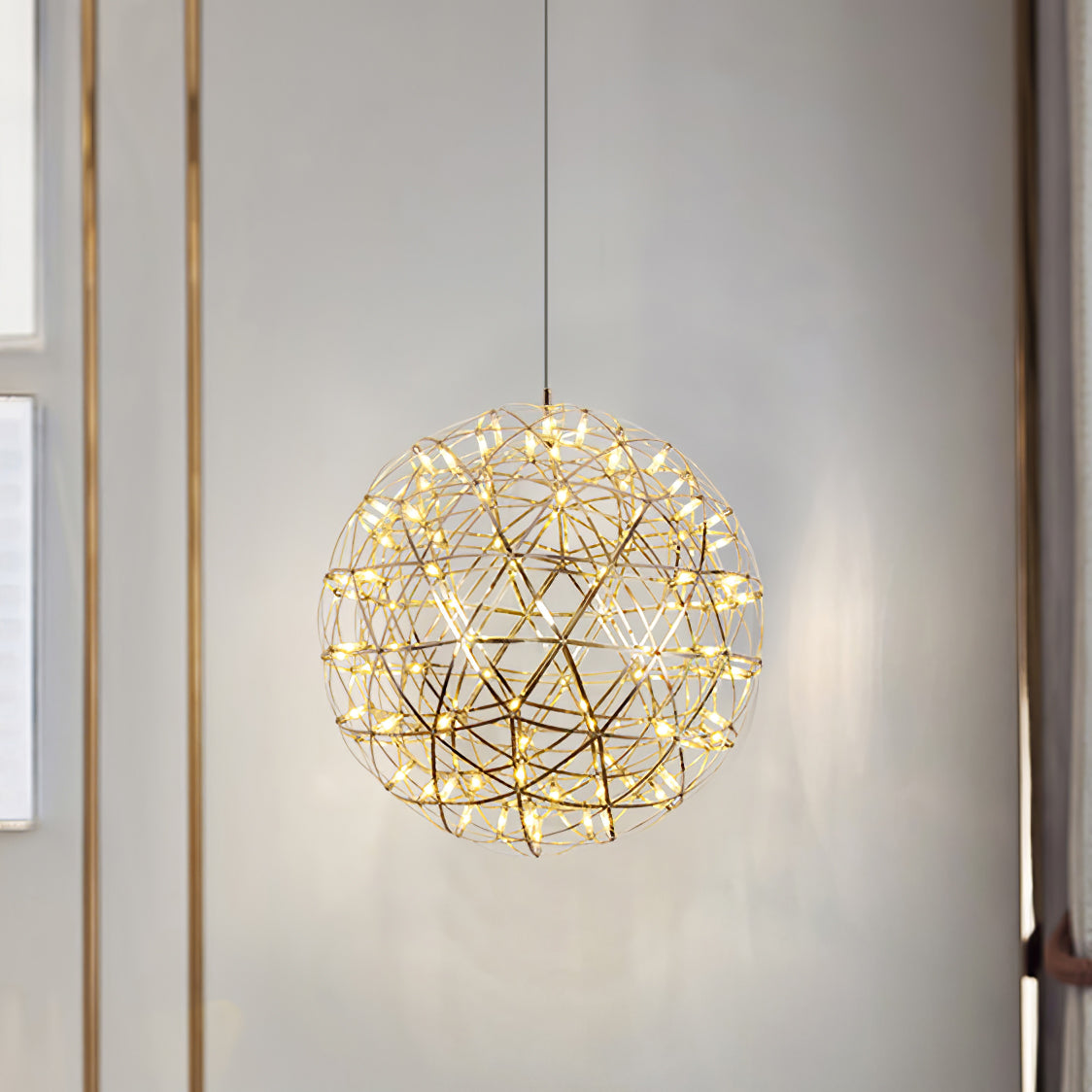 LED Hanglamp Bol Zilver Sfeerverlichting Moderne Lichtbol met Dimbare Lichtpunten Transparante Kristalbol Decoratief Scandinavisch Warm Wit Industrieel Design Interieurlamp | Sansoti