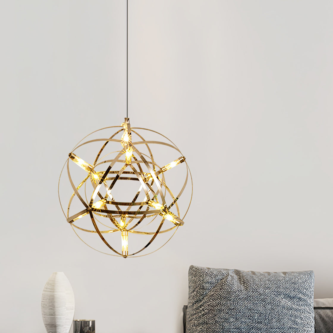 LED Hanglamp Bol Zilver Sfeerverlichting Moderne Lichtbol met Dimbare Lichtpunten Transparante Kristalbol Decoratief Scandinavisch Warm Wit Industrieel Design Interieurlamp | Sansoti