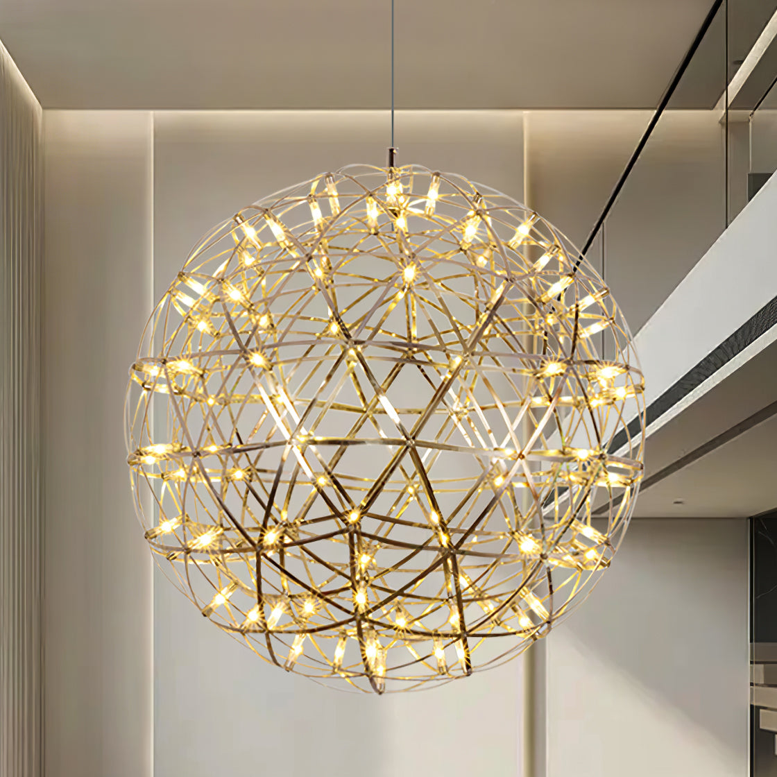 LED Hanglamp Bol Zilver Sfeerverlichting Moderne Lichtbol met Dimbare Lichtpunten Transparante Kristalbol Decoratief Scandinavisch Warm Wit Industrieel Design Interieurlamp | Sansoti