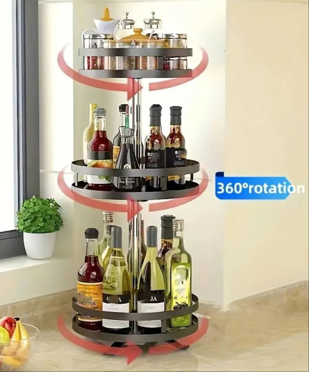 Draai-Organizer 360° – Roterende Kast- en Keuken Organizer voor Badkamer & Voorraadkast | Sansoti