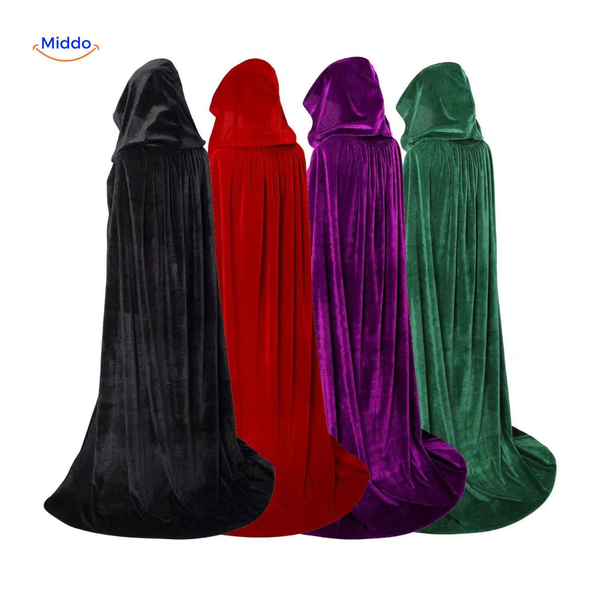 Cape en velours à capuche, long manteau de 110 à 170 cm, costume de Halloween pour scène, cosplay, fête costumée, qualité théâtre | Sansoti