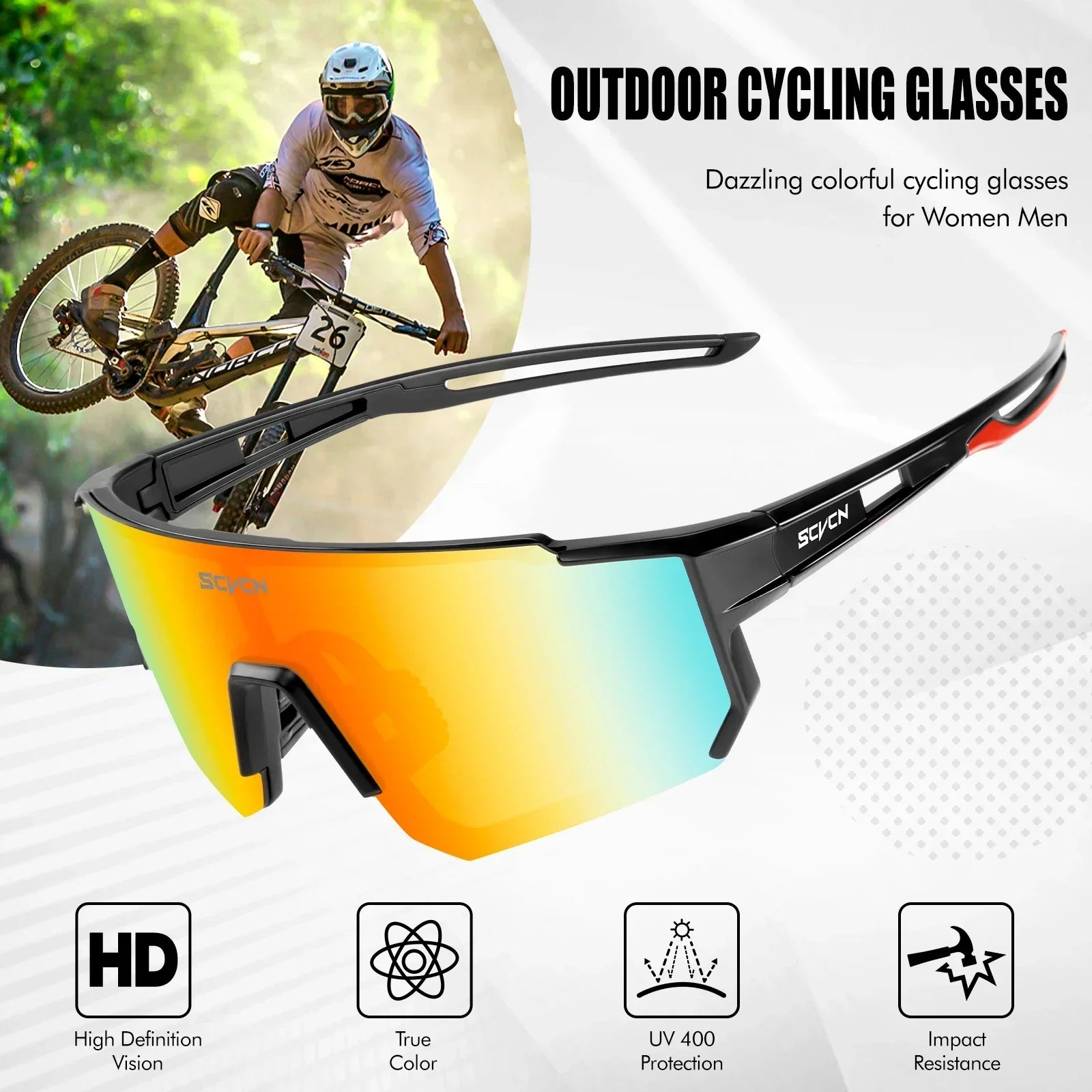 Sportbril UV400 Bescherming Lichtgewicht Frame Fietsen Outdoor | Sansoti