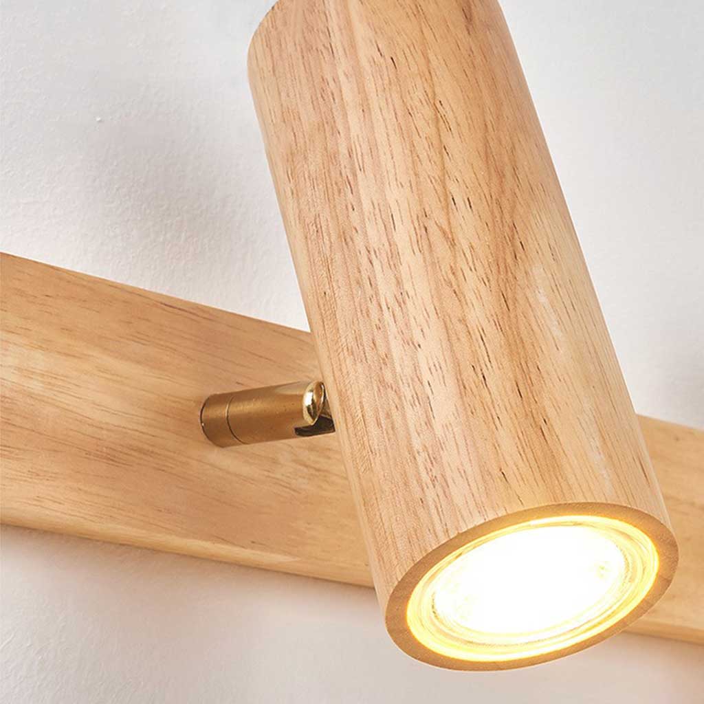 Spot LED sur rail réglable en bois, éclairage de plafond et mural, design naturel, éclairage d’accent chaleureux pour espaces de vie | Sansoti