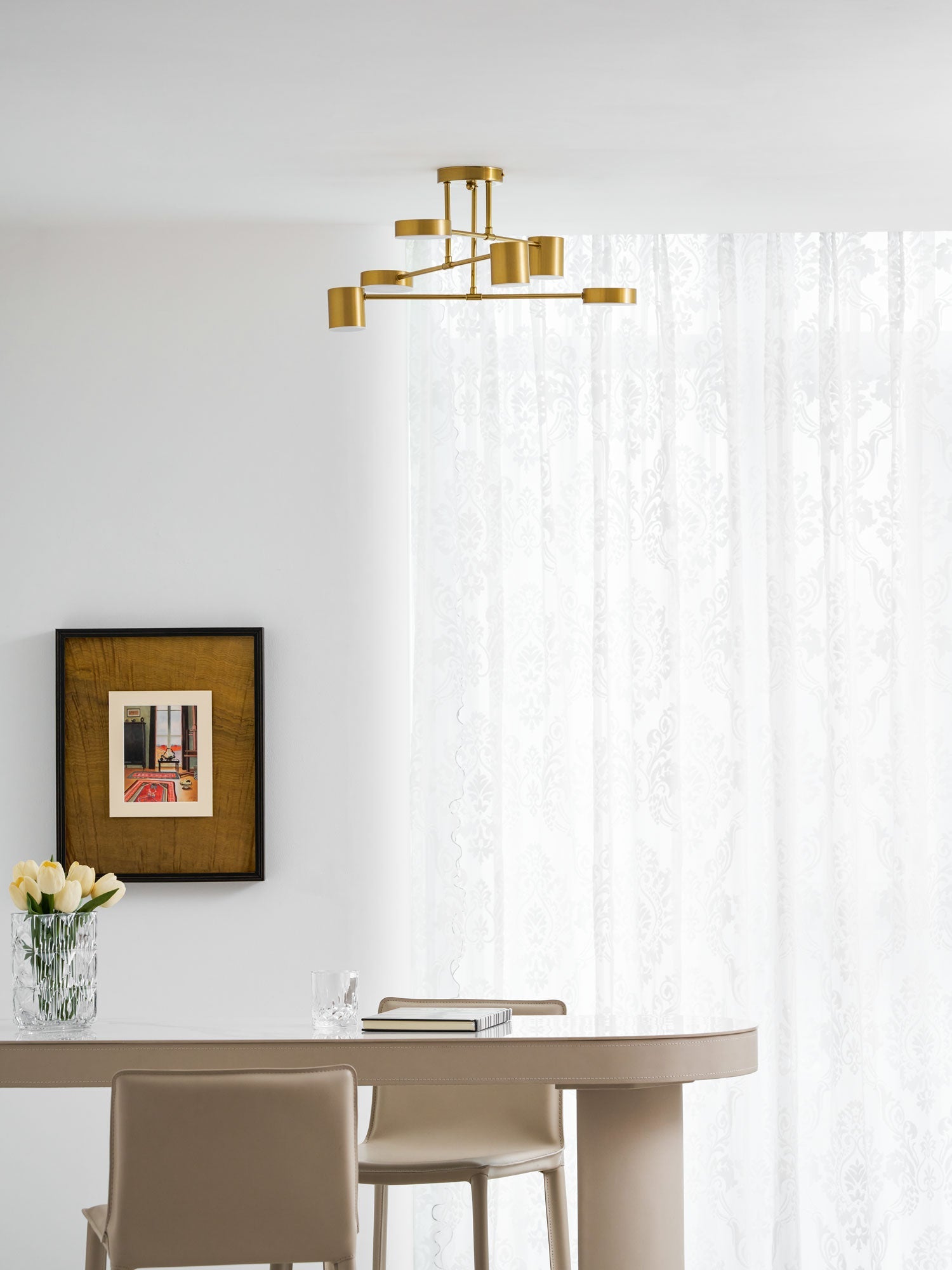 Sputnik Plafondlamp 6-armen LED Metalen Frame Ø57cm Goud Zwart Wit 36W dimbaar Mid-Century Scandinavische eetkamer woonkamer entree modern design | Sansoti