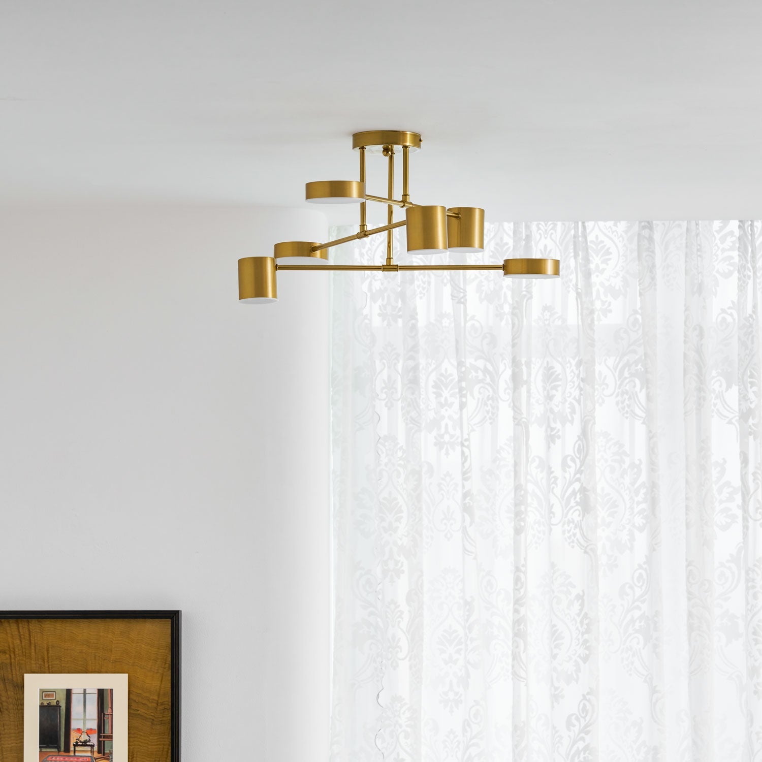 Sputnik Plafondlamp 6-armen LED Metalen Frame Ø57cm Goud Zwart Wit 36W dimbaar Mid-Century Scandinavische eetkamer woonkamer entree modern design | Sansoti