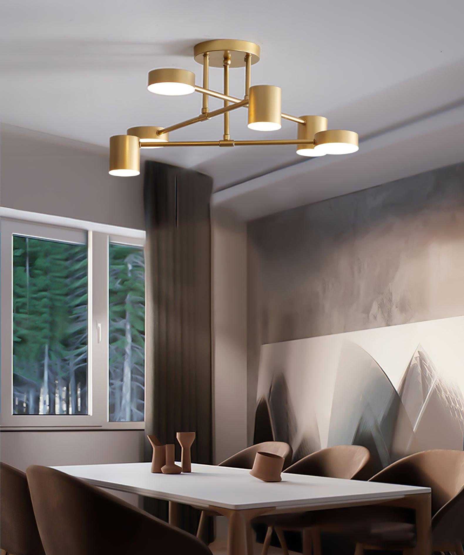 Sputnik Plafondlamp 6-armen LED Metalen Frame Ø57cm Goud Zwart Wit 36W dimbaar Mid-Century Scandinavische eetkamer woonkamer entree modern design | Sansoti