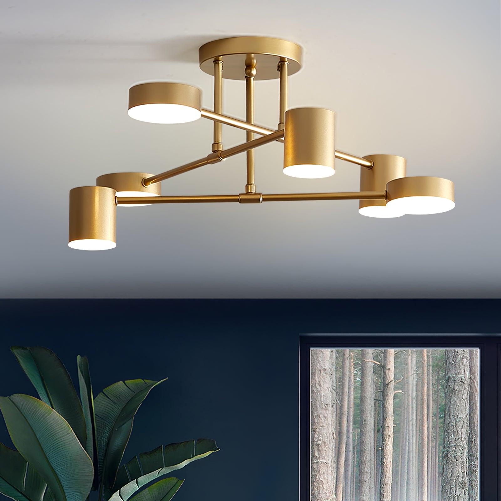 Sputnik Plafondlamp 6-armen LED Metalen Frame Ø57cm Goud Zwart Wit 36W dimbaar Mid-Century Scandinavische eetkamer woonkamer entree modern design | Sansoti