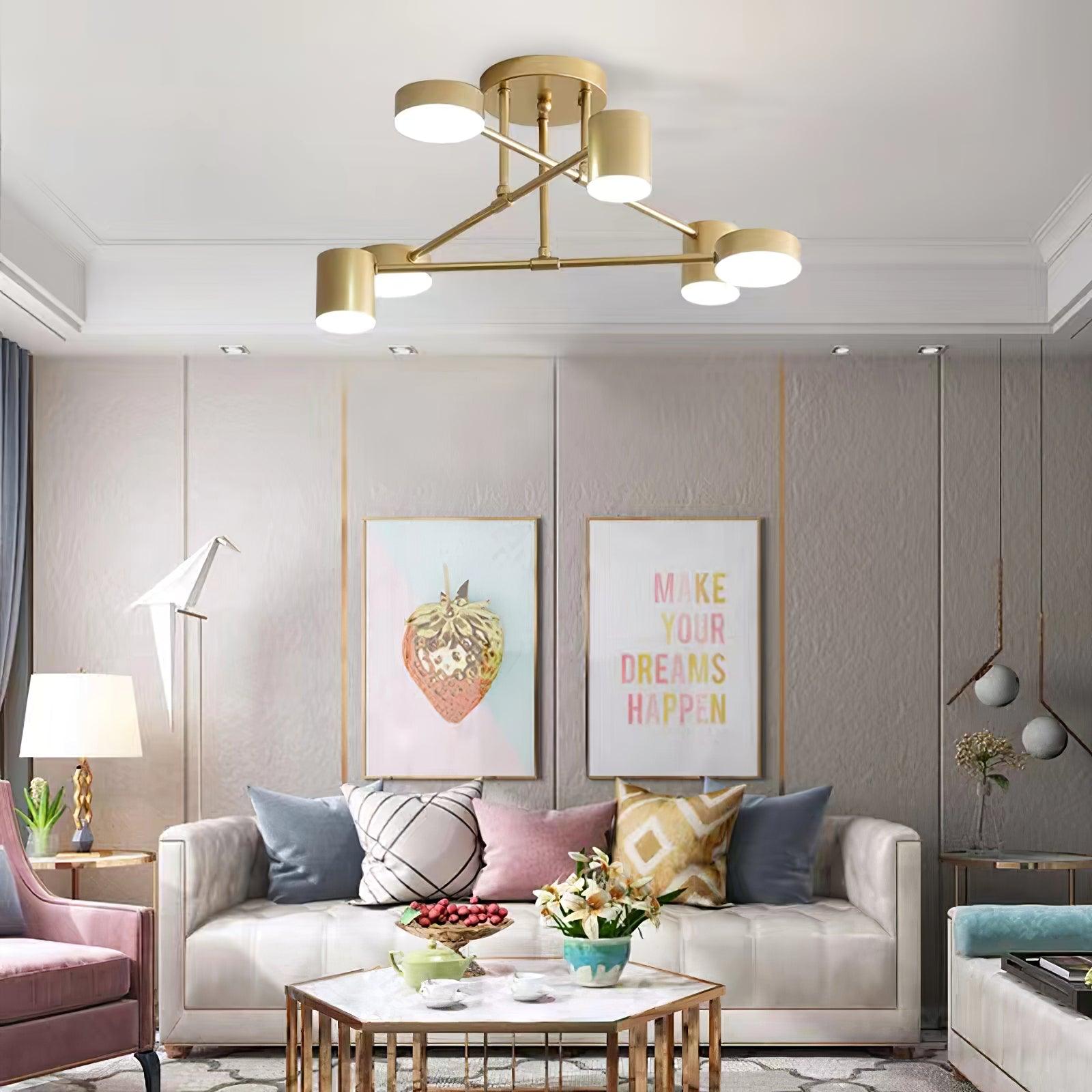 Sputnik Plafondlamp 6-armen LED Metalen Frame Ø57cm Goud Zwart Wit 36W dimbaar Mid-Century Scandinavische eetkamer woonkamer entree modern design | Sansoti