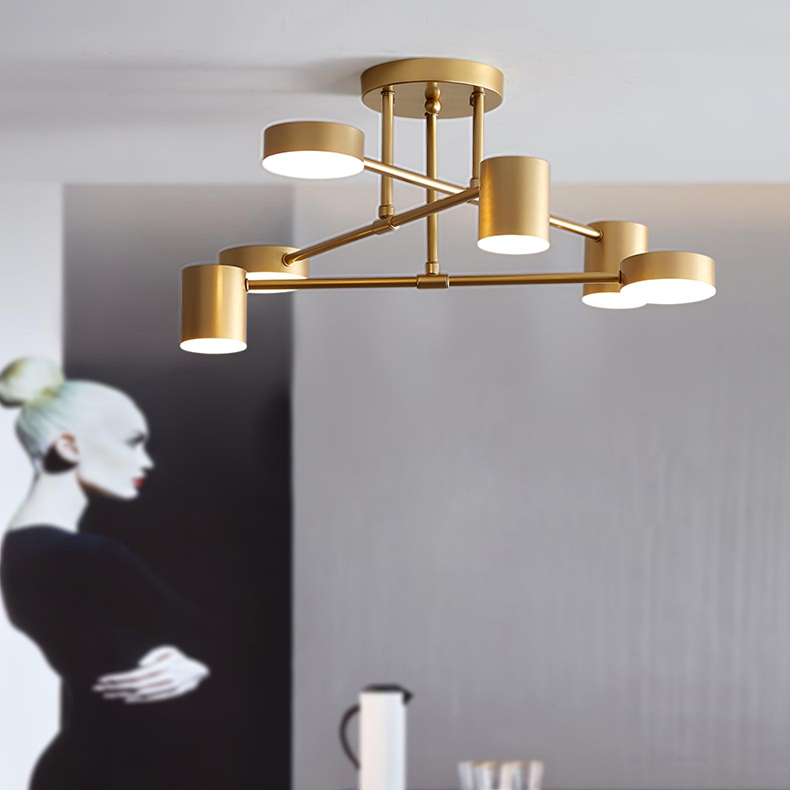Sputnik Plafondlamp 6-armen LED Metalen Frame Ø57cm Goud Zwart Wit 36W dimbaar Mid-Century Scandinavische eetkamer woonkamer entree modern design | Sansoti