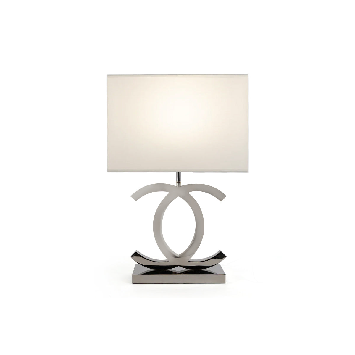 Roestvrij Stalen Tafellamp met Stoffen Kap – Luxe Designlamp Goud/Chroom met Zwart/Wit – E26/E27 Fitting – Ø36.5×H62cm | Sansoti