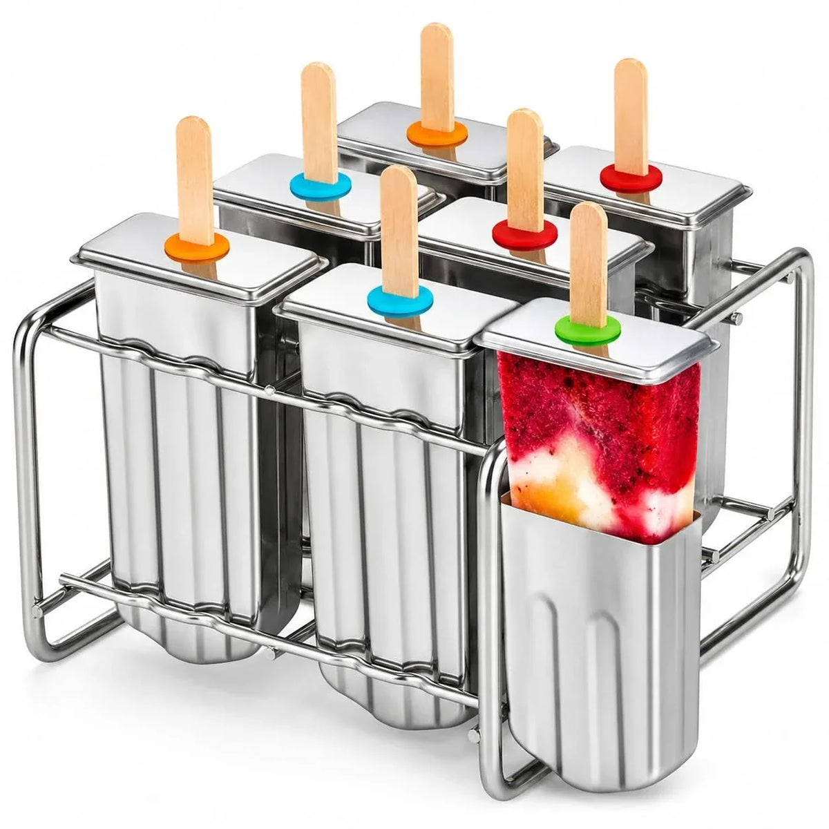 Stainless Steel Ice Pop Mold Set with Holder for Healthy Homemade Ice Pops for Children, Reusable, Durable, Summer | Sansoti