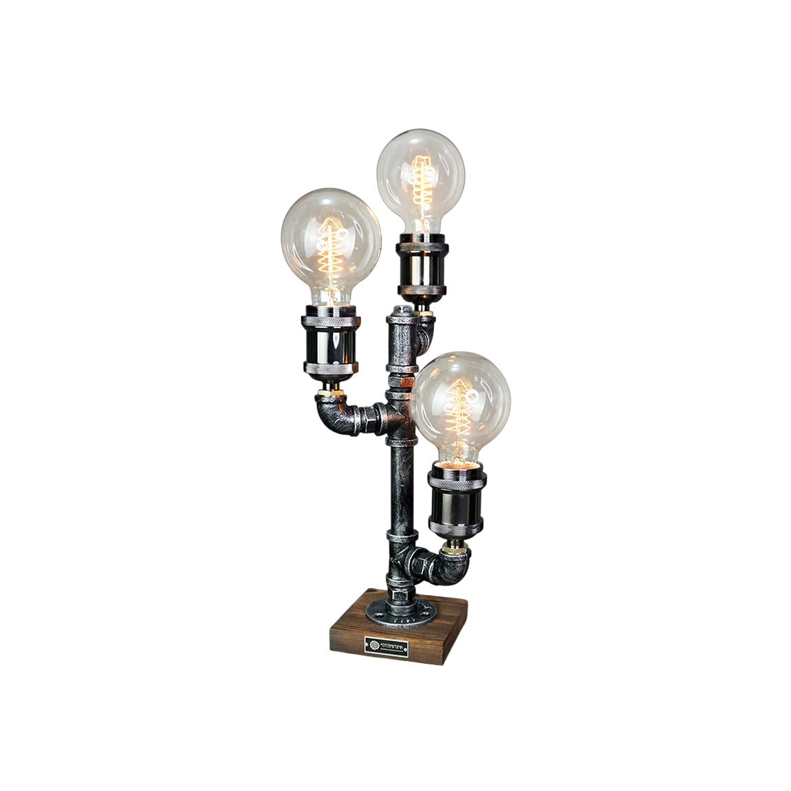 Industriële Tafelverlichting Metaal Hout Steampunk Waterleidingpijp Design E26 E27 Retro Tafellamp Woonkamer | Sansoti
