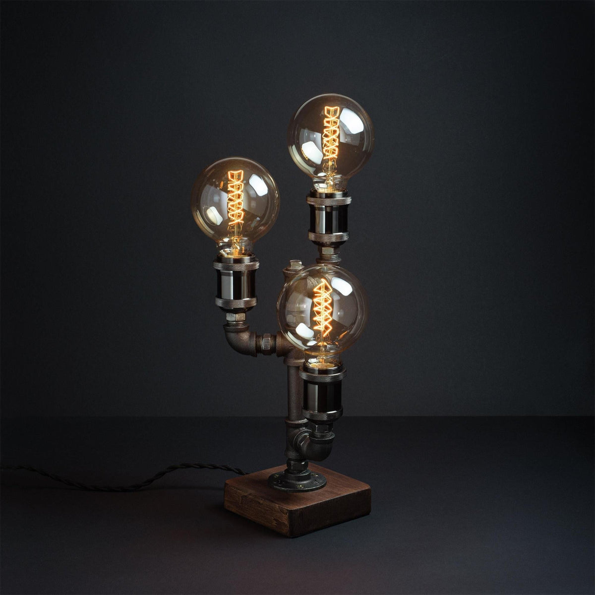 Industriële Tafelverlichting Metaal Hout Steampunk Waterleidingpijp Design E26 E27 Retro Tafellamp Woonkamer | Sansoti