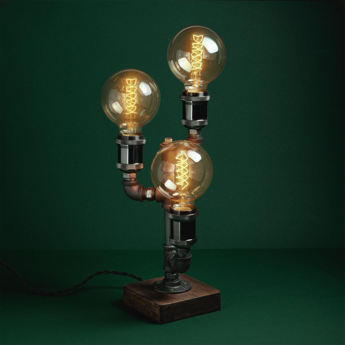 Industriële Tafelverlichting Metaal Hout Steampunk Waterleidingpijp Design E26 E27 Retro Tafellamp Woonkamer | Sansoti