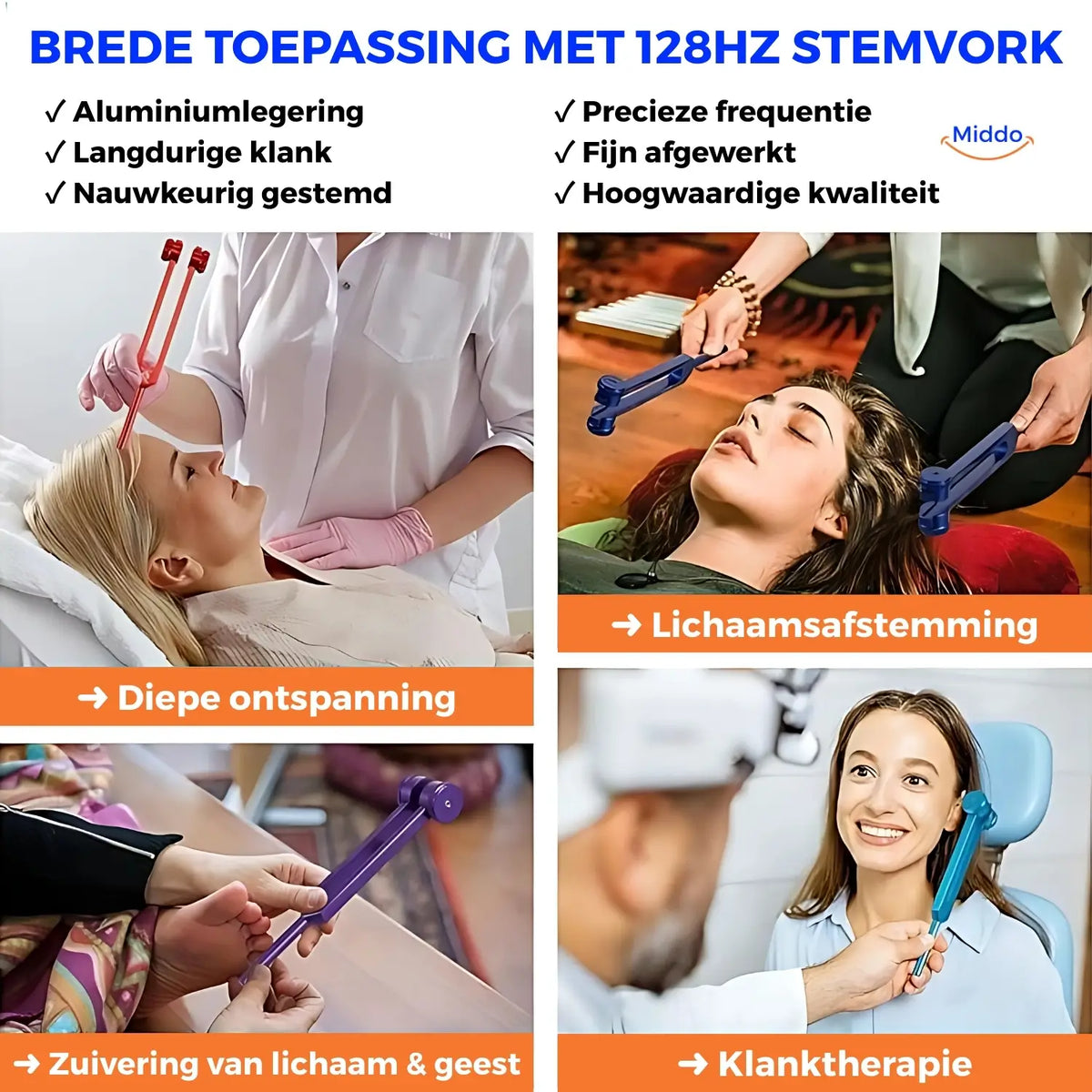 Stimmgabel 128 Hz für Klangtherapie, Meditation, Entspannung, Stressabbau und Klangheilung, Metall | Sansoti