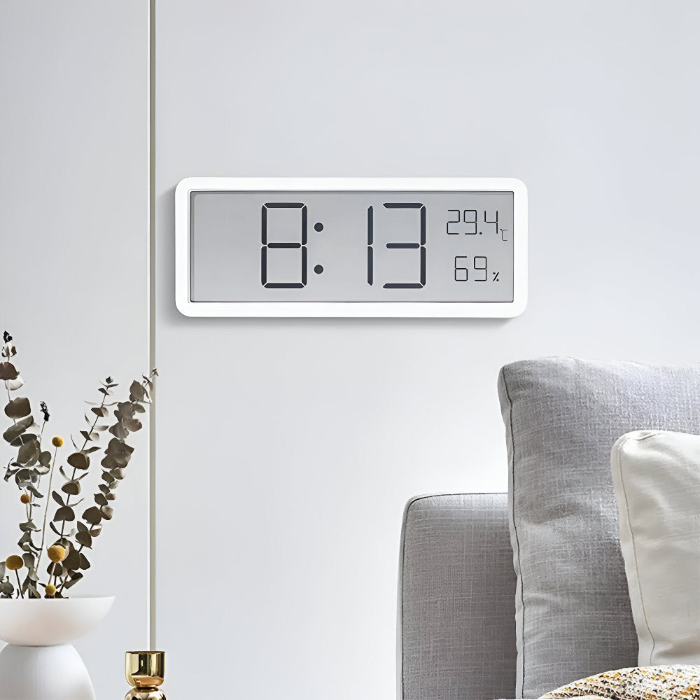 Digitale LED Wandklok met Temperatuur en Luchtvochtigheid 20cm Acryl Woonkamer Kantoor USB Klok Hygrometer | Sansoti
