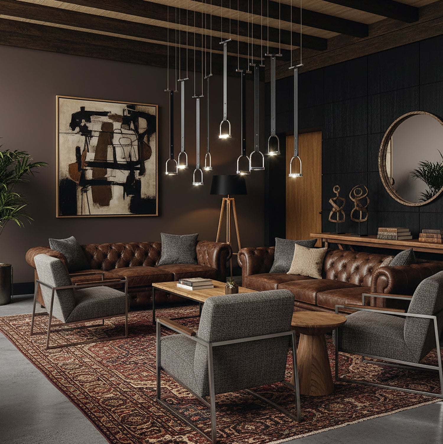 Hanglampen met Leren Riemen Industrieel Design Rustiek Metaal Nikkel voor Eetkamer Keukeneiland | Sansoti