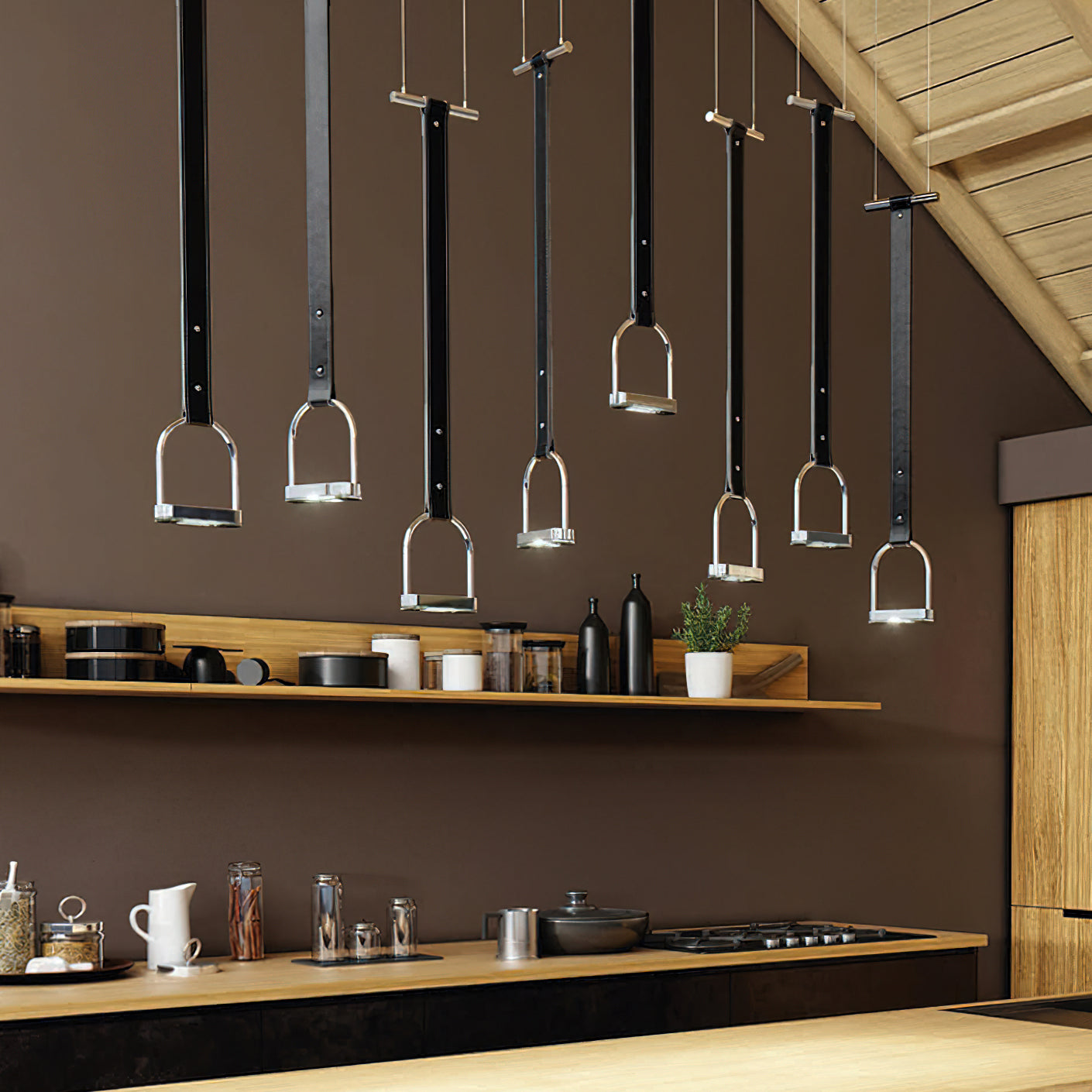 Hanglampen met Leren Riemen Industrieel Design Rustiek Metaal Nikkel voor Eetkamer Keukeneiland | Sansoti