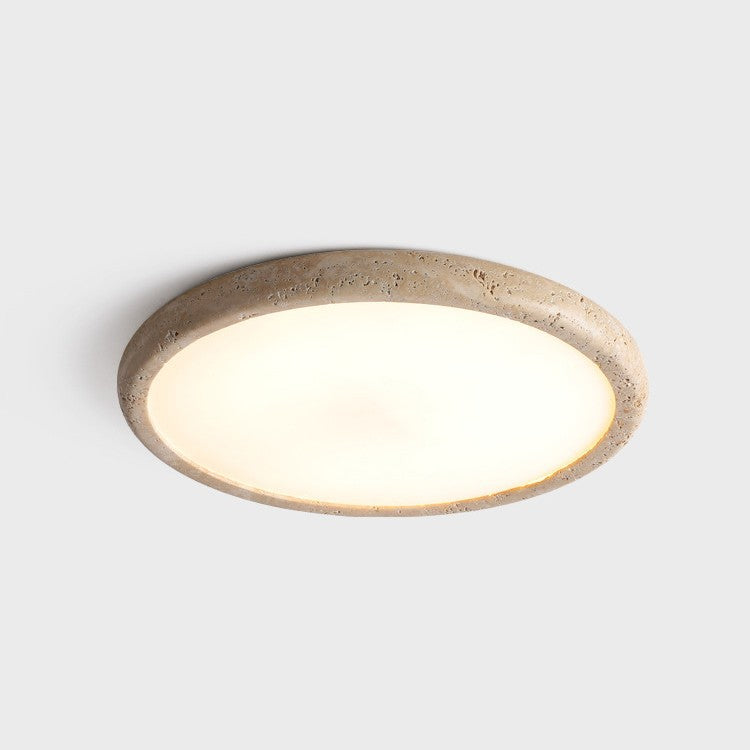 Stein-Deckenleuchte Travertin LED 3000K beige Deckenbeleuchtung Schlafzimmer Wohnzimmer rundes Design Ø38 Ø48 Ø58 | Restfield